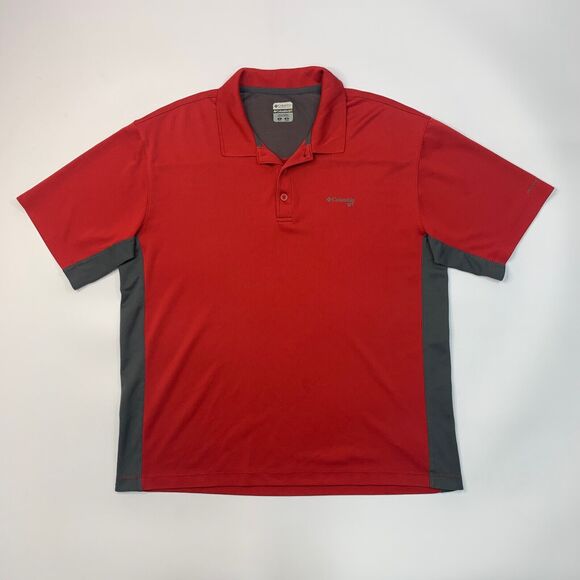 Columbia Polo Shirt Mens L Large Red Columbia Grt Omni Dry Short Sleeve Golf - Picture 2 of 11